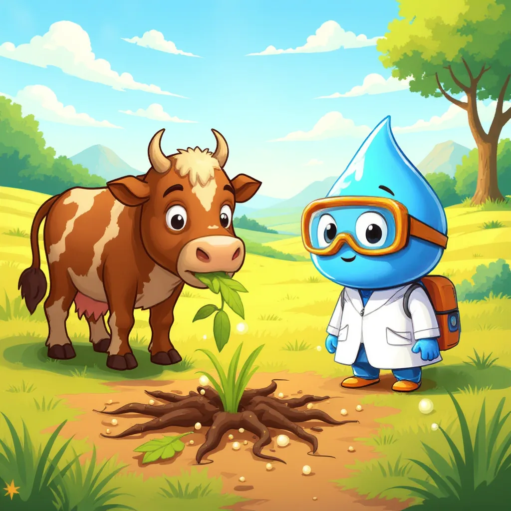Una vaca come pasto junto a Gotita.
